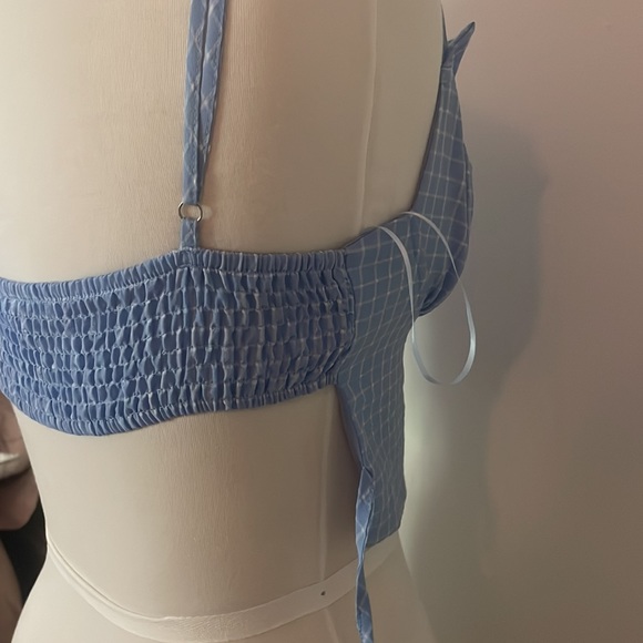 Blue And White Grid Pattern Crop Top Size Small Ron Jon Surf Shop - Picture 4 of 6